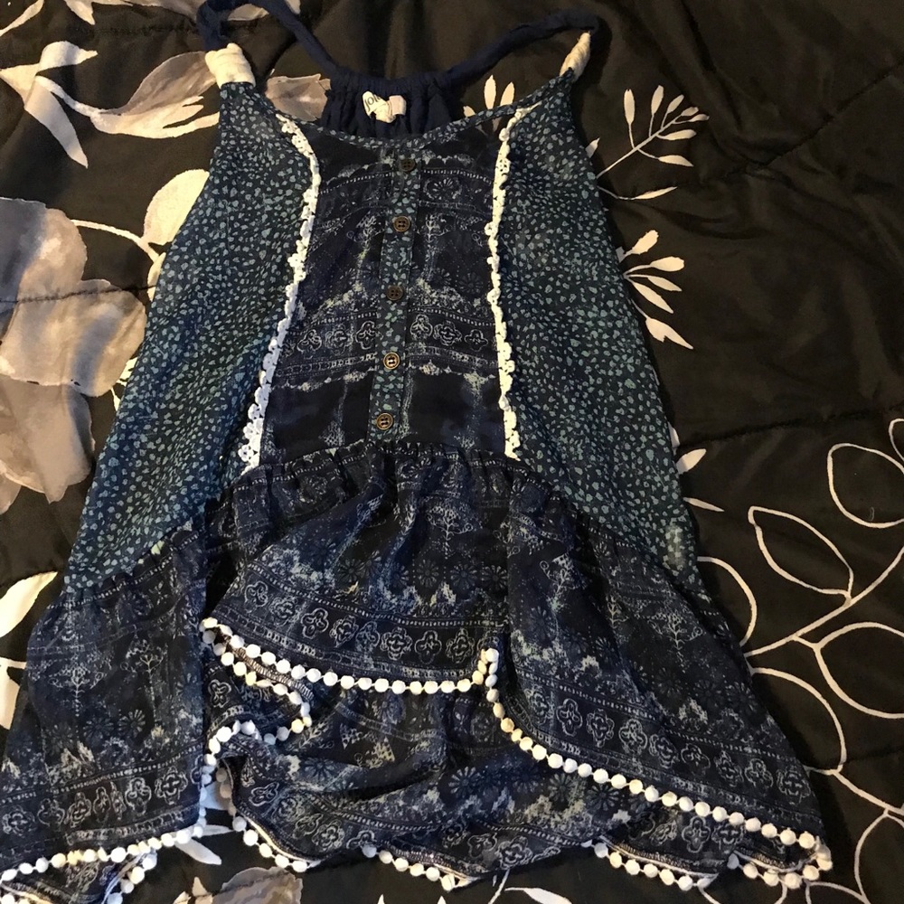Blue high low blouse